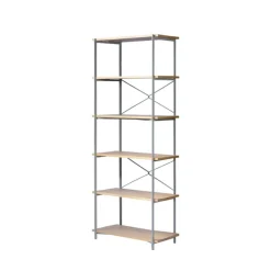 FDB Møbler A91 Nordhavn bookcase, 85 x 182 cm, oak - silk grey