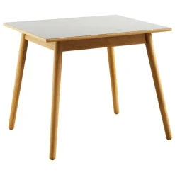 FDB Møbler C35A dining table, 82 x 82 cm, oak - light grey linoleum
