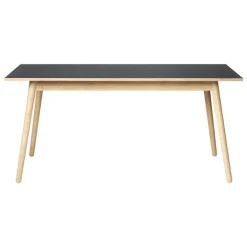 FDB Møbler C35B dining table, 160 x 82 cm, oak - black linoleum
