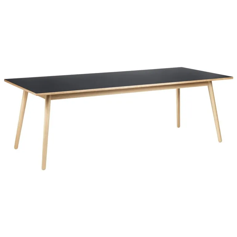 FDB Møbler C35C dining table, 220 x 95 cm, oak - black linoleum