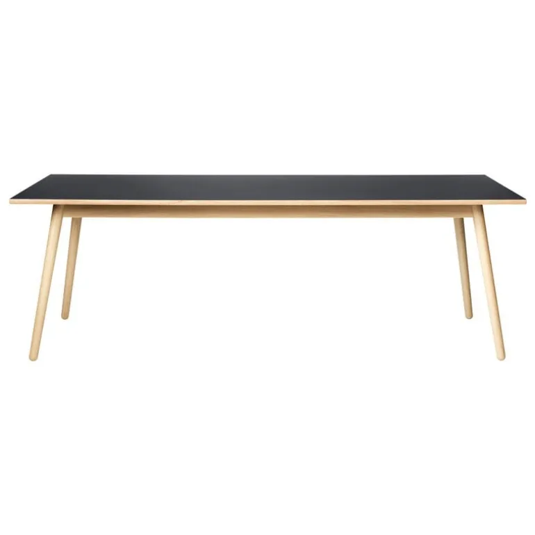 FDB Møbler C35C dining table, 220 x 95 cm, oak - black linoleum