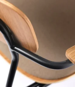 FDB Møbler J183 Holmen chair with armrests, oak veneer - Grain Taupe