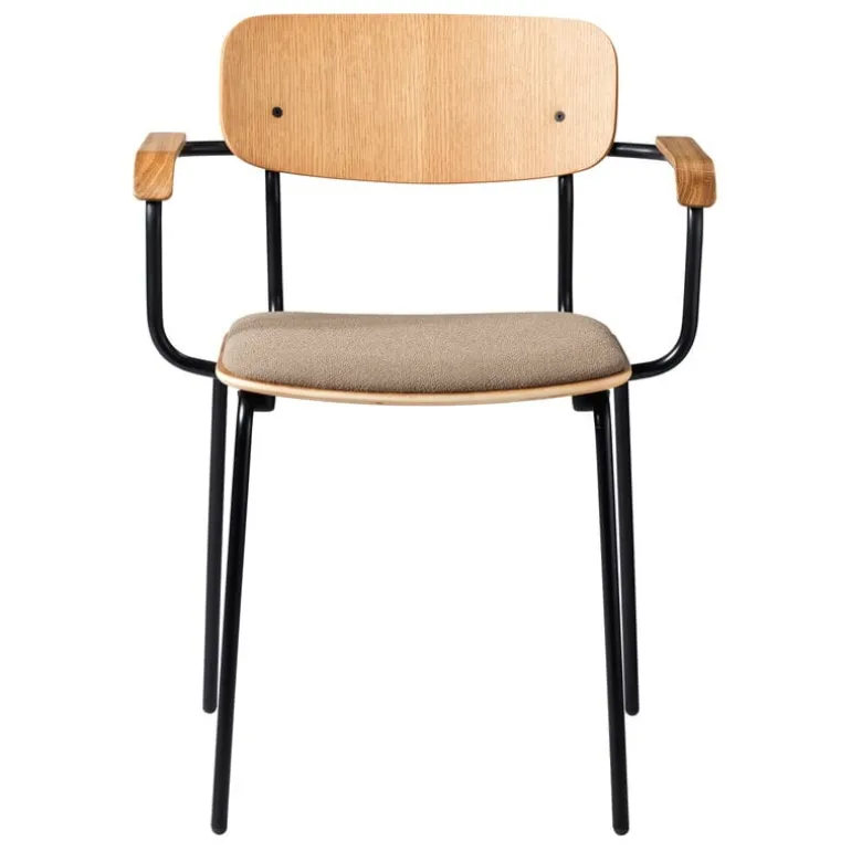 FDB Møbler J183 Holmen chair with armrests, oak veneer - Grain Taupe