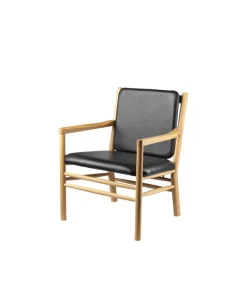 FDB Møbler J147 lounge chair, oak - black leather