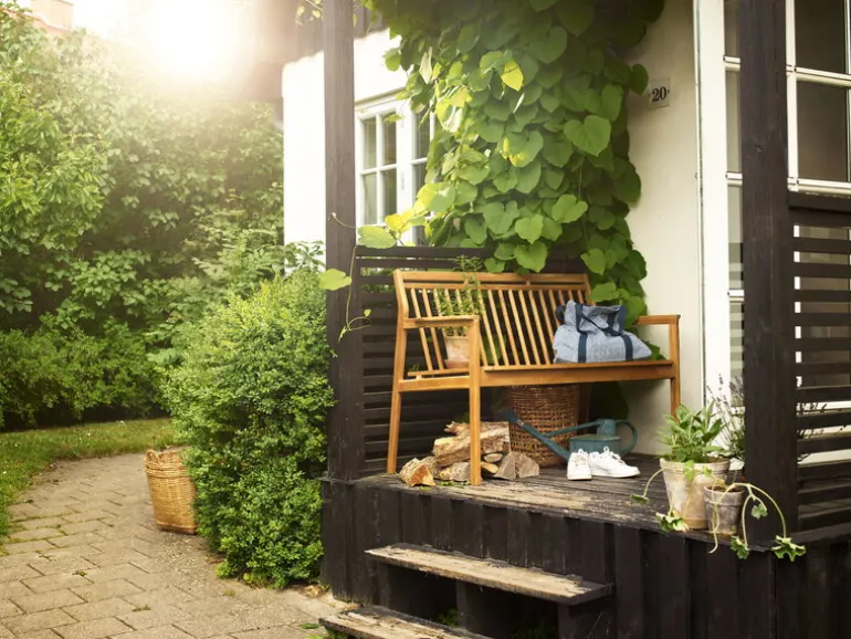 FDB Møbler M12 Sammen 2-seater bench with backrest