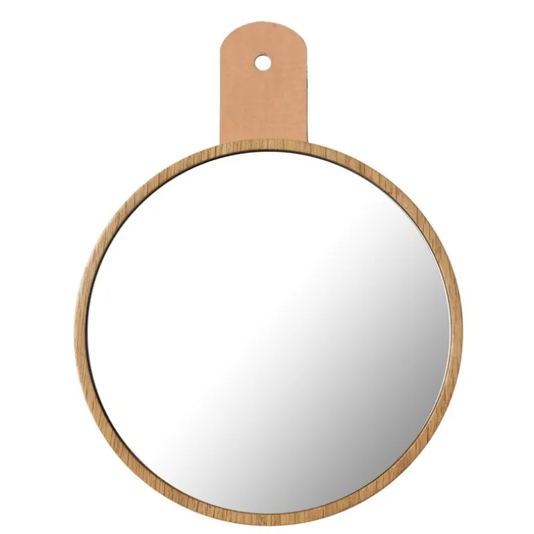 FDB Møbler Q5 Allé mirror, oak - natural leather