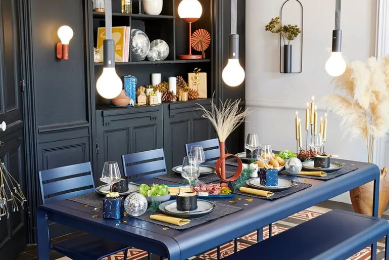 Fermob Bellevie table, 196 x 90 cm, acapulco blue