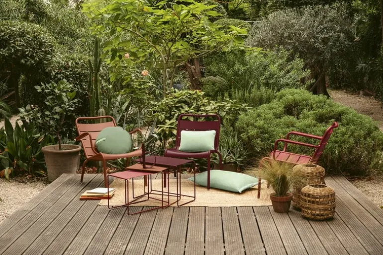 Fermob Luxembourg low armchair, red ochre