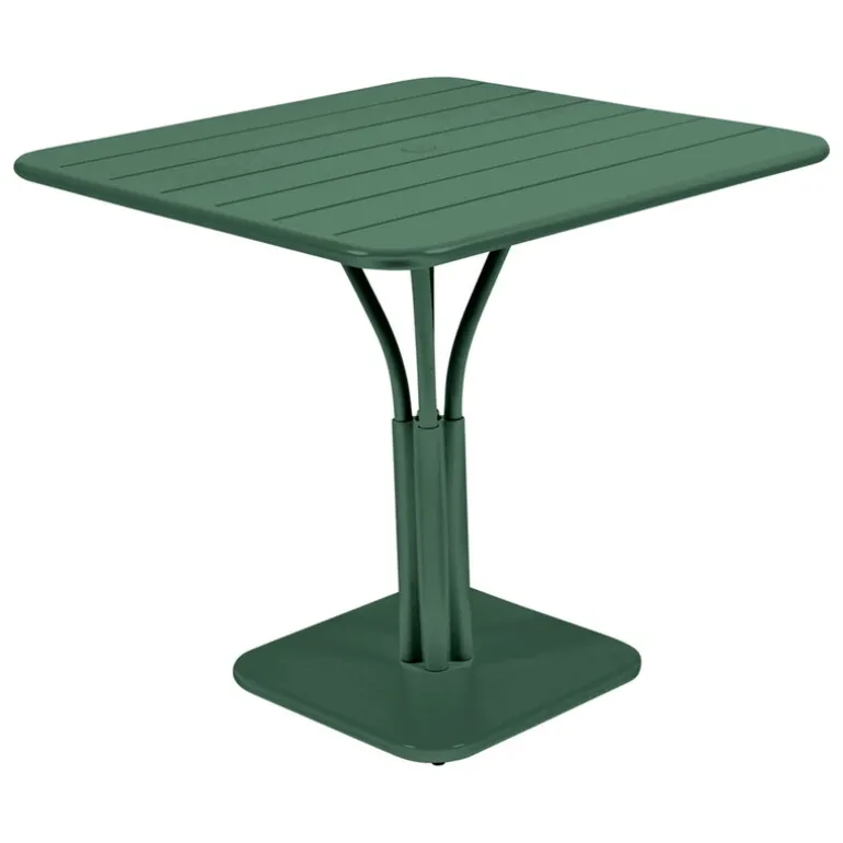 Fermob Luxembourg table, 80 x 80 cm, with pedestal, cedar green