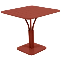 Fermob Luxembourg table, 80 x 80 cm, with pedestal, red ochre