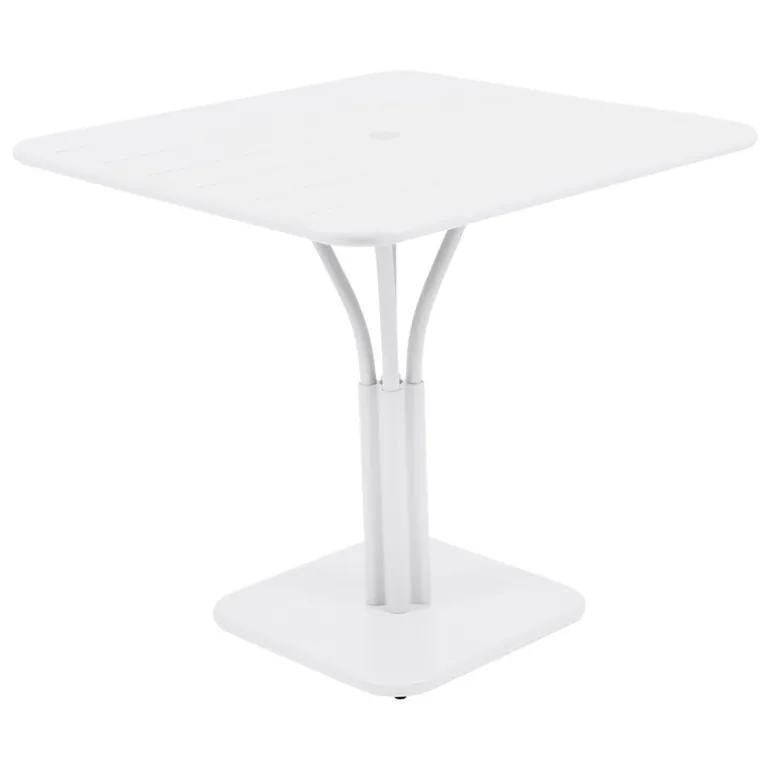 Fermob Luxembourg table, 80 x 80 cm, cotton white, with pedestal