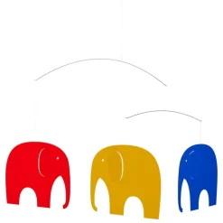Flensted Mobiles Elephant Party mobile, red - blue - yellow