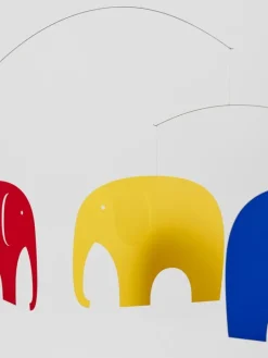 Flensted Mobiles Elephant Party mobile, red - blue - yellow