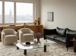 Fogia Barba club chair, lacquered beech - Ivory 001 Karakorum