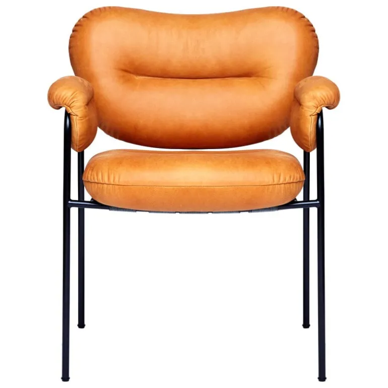 Fogia Bollo chair, cognac leather - black