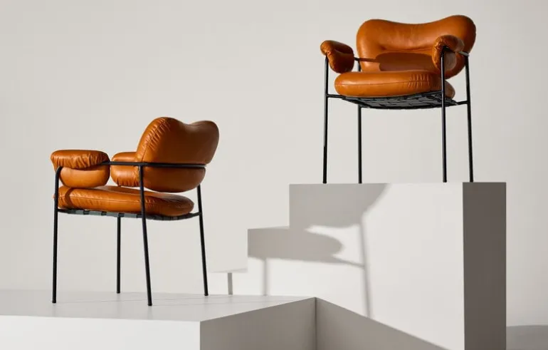 Fogia Bollo chair, cognac leather - black