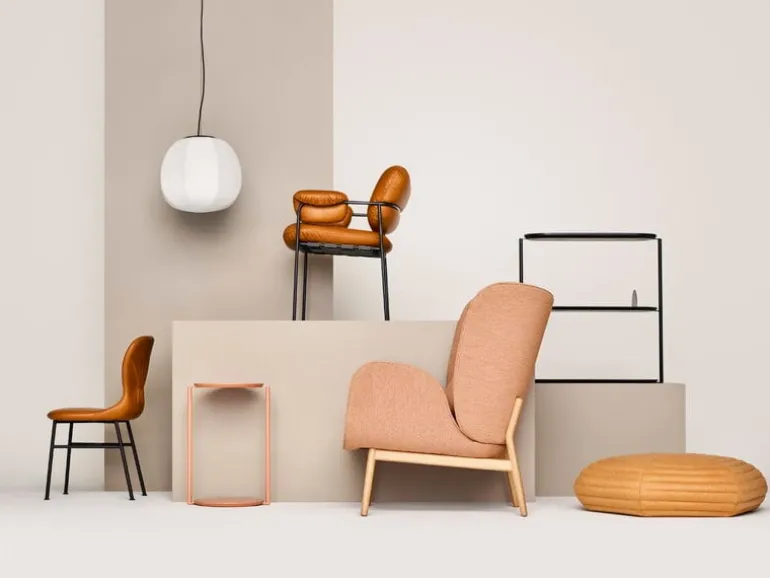 Fogia Bollo chair, cognac leather - black