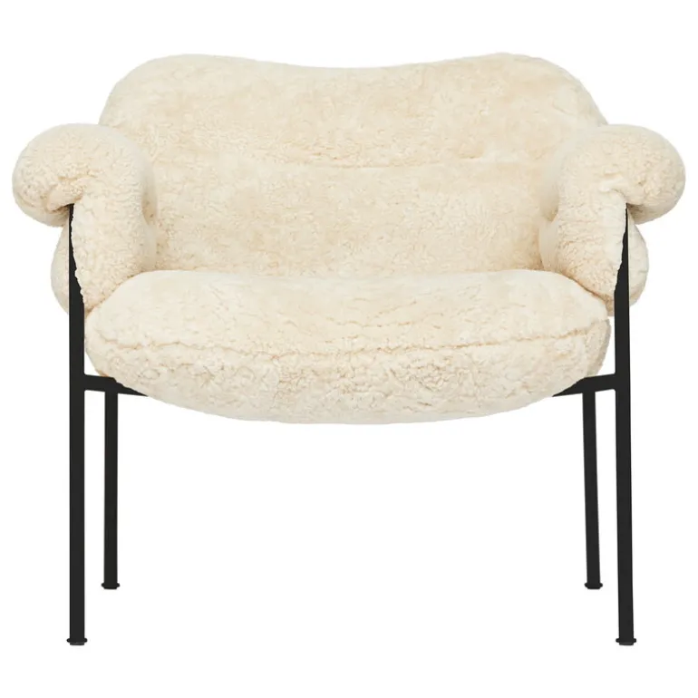 Fogia Bollo lounge chair, Mohawi sheepskin - black