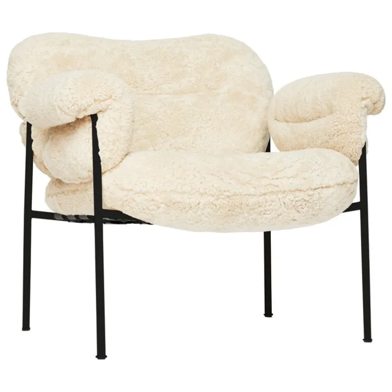 Fogia Bollo lounge chair, Mohawi sheepskin - black