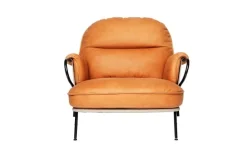 Fogia Lyra armchair, black steel - cognac leather