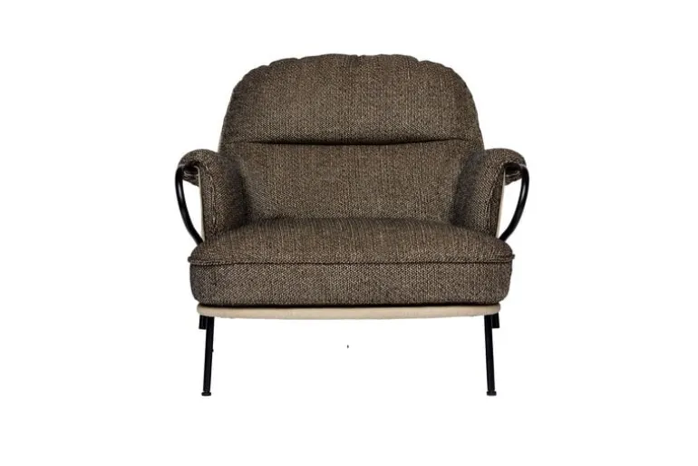 Fogia Lyra armchair, black steel - brown Kvadrat Safire 0001