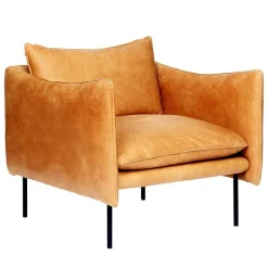 Fogia Tiki armchair, large, black steel - cognac leather