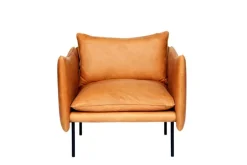 Fogia Tiki armchair, large, black steel - cognac leather