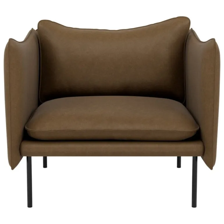 Fogia Tiki armchair, large, anniversary edition, black steel - vintage tabacco