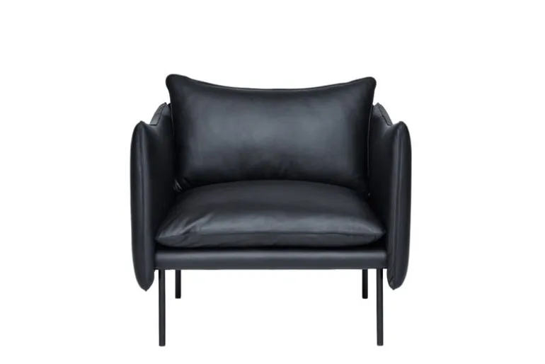 Fogia Tiki armchair, large, black steel - black Elmosoft leather
