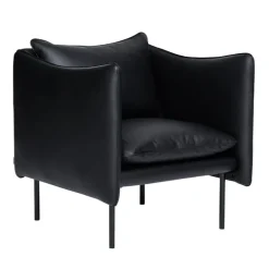 Fogia Tiki armchair, small, black steel - black Elmosoft leather
