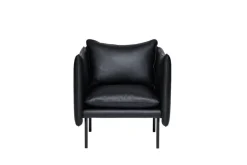 Fogia Tiki armchair, small, black steel - black Elmosoft leather