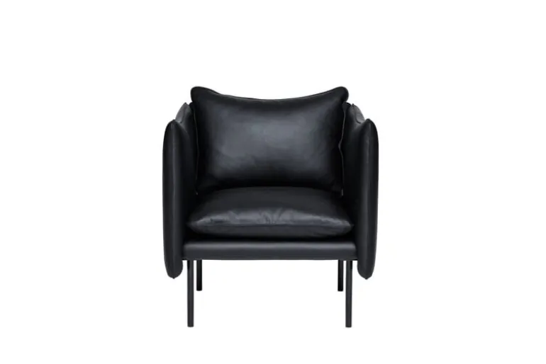 Fogia Tiki armchair, small, black steel - black Elmosoft leather