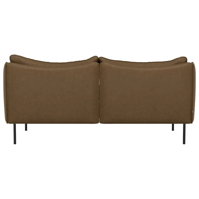 Fogia Tiki 2-seater sofa, anniversary edition, black steel - vintage tabacco