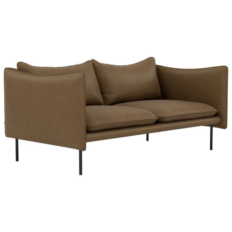 Fogia Tiki 2-seater sofa, anniversary edition, black steel - vintage tabacco