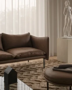 Fogia Tiki 2-seater sofa, anniversary edition, black steel - vintage tabacco