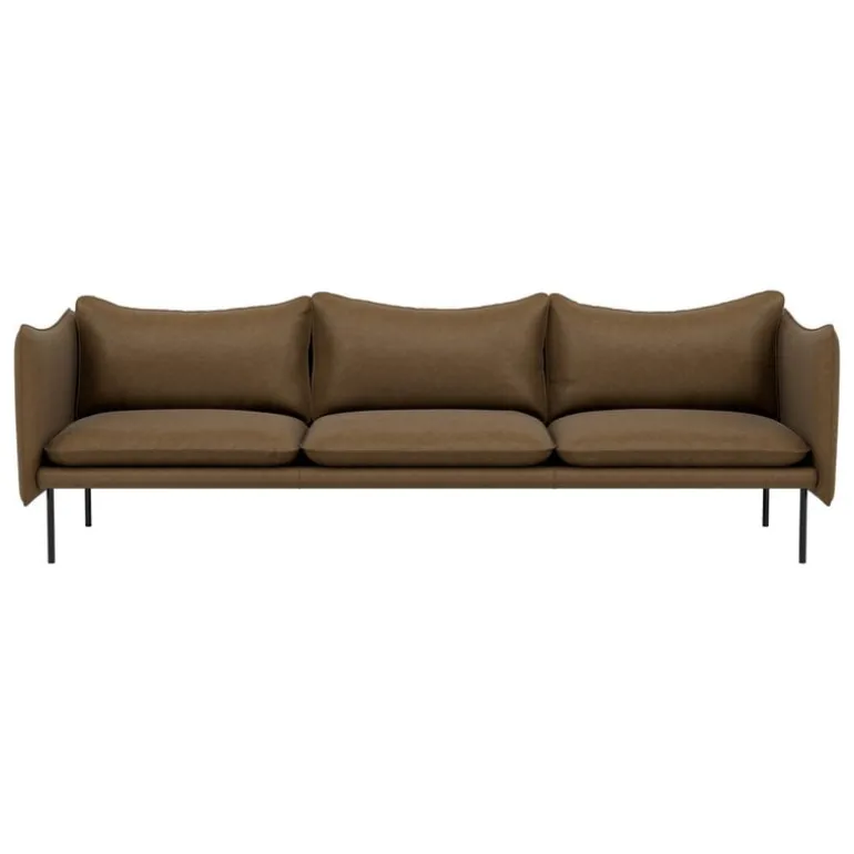 Fogia Tiki 3-seater sofa, anniversary edition, black steel - vintage tabacco