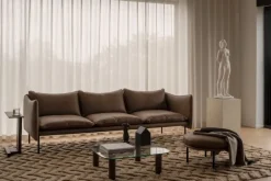 Fogia Tiki 3-seater sofa, anniversary edition, black steel - vintage tabacco