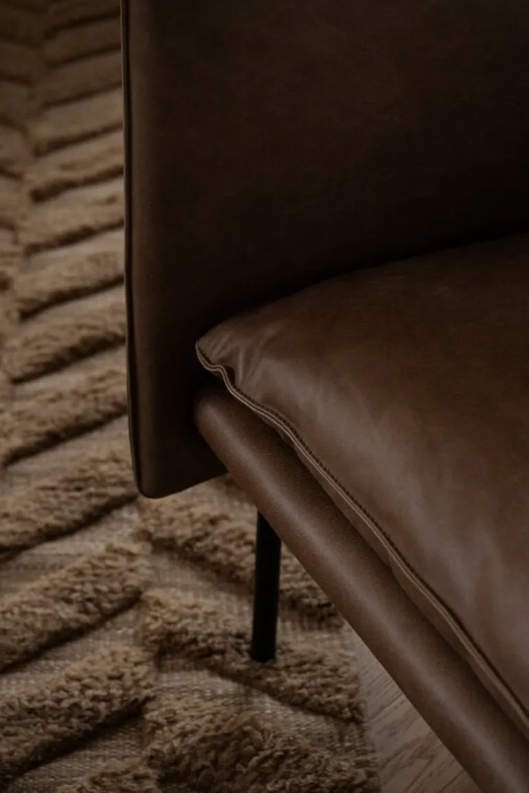 Fogia Tiki 3-seater sofa, anniversary edition, black steel - vintage tabacco