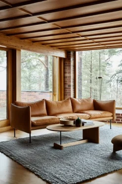 Fogia Tiki 3-seater sofa, black steel - cognac leather