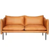 Fogia Tiki 2-seater sofa, black steel - cognac leather