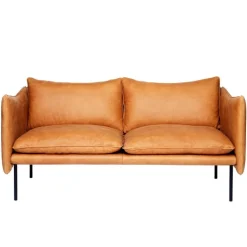 Fogia Tiki 2-seater sofa, black steel - cognac leather
