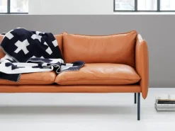 Fogia Tiki 2-seater sofa, black steel - cognac leather