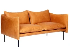 Fogia Tiki 2-seater sofa, black steel - cognac leather