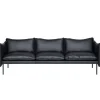 Fogia Tiki 3-seater sofa, black steel - black Elmosoft leather
