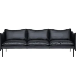 Fogia Tiki 3-seater sofa, black steel - black Elmosoft leather