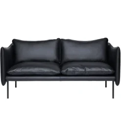 Fogia Tiki 2-seater sofa, black steel - black Elmosoft leather