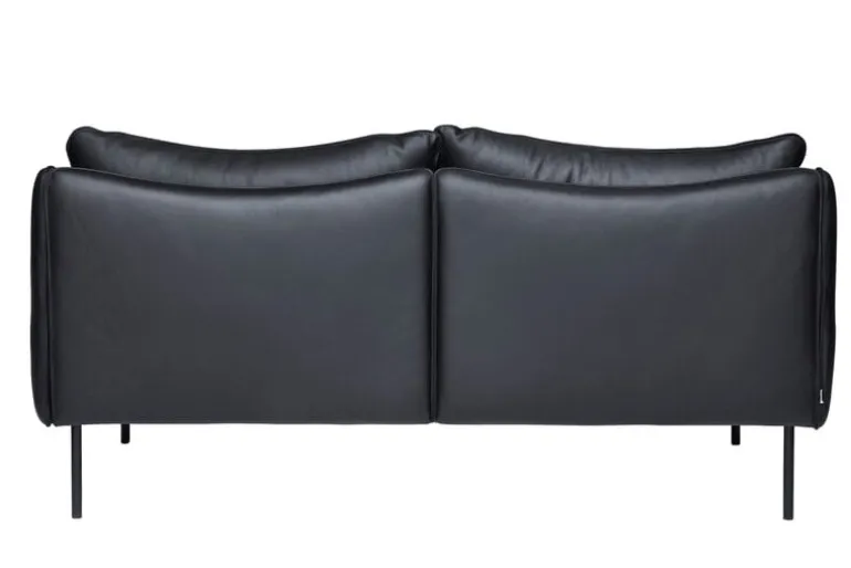 Fogia Tiki 2-seater sofa, black steel - black Elmosoft leather