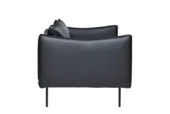Fogia Tiki 2-seater sofa, black steel - black Elmosoft leather