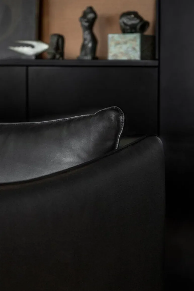 Fogia Tiki 2-seater sofa, black steel - black Elmosoft leather