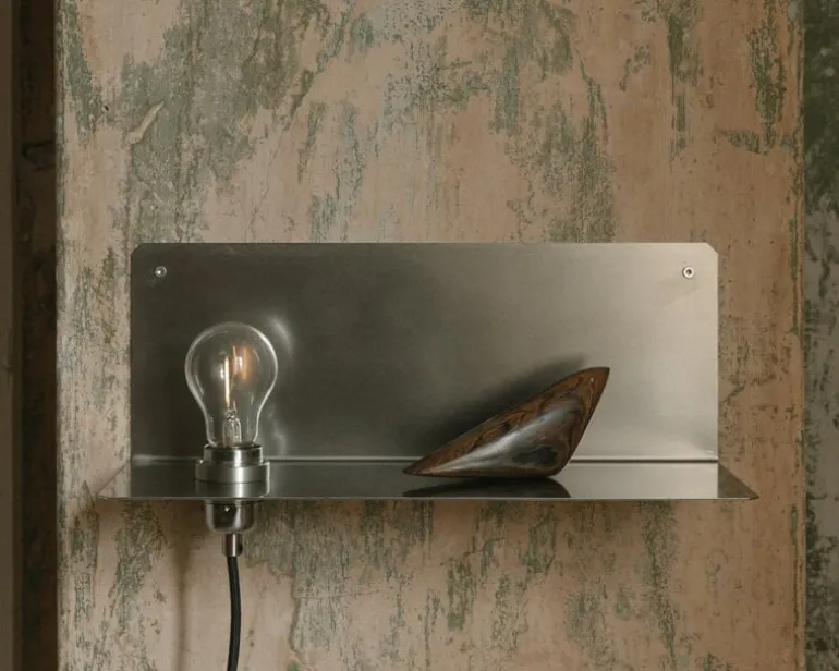 Frama 90° wall light, stainless steel